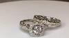 Black Round Diamond Engagement Ring Silver Bridal Set